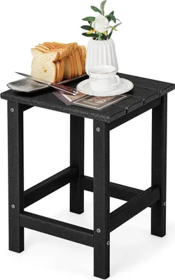 Produktbild von Beistelltisch - Couchtisch aus Kunststoff - Klein - UV-beständig - Wetterfest - Für Balkon, Terrasse & Garten - Schwarz