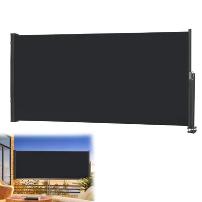 Obrázek produktu pro LARS360 120x300cm boční markýza nástěnná markýza výsuvná zástěna na soukromí markýza boční roleta ochrana proti slunci a větru neprůhledná antracitová