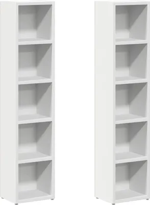 Obrázok produktu pre vidaXL Poličky na CD 2 ks. Biele 21x16x93,5 cm odvodený drevený výrobok