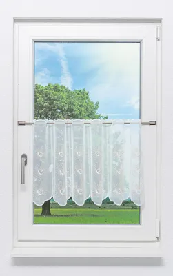 Produktbild von Scheibengardine Plauener Spitze - Blütenstreifen (Bx H) 179.30cm * 45cm Beige/beige