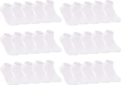 Produktbild von 10, 20 oder 30 Paar Sneaker Socken Herren & Damen Schwarz Weiß Grau Baumwolle 16900 - 30 Paar Weiß 39-42