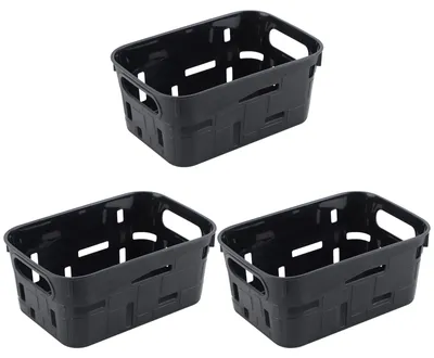 Image de Panier de rangement, ensemble de 3 paniers de rangement pour salle de bain, paniers de rangement 19,5 x 12,5 x 8 cm, organiseur de bureau, boîte à compartiments pour ustensiles de nettoyage dans la cuisine