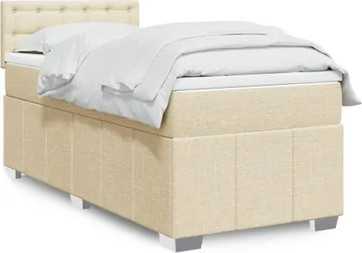 Produktbild von Schlichtes Boxspringbett mit Matratze - Creme 90x200 cm Stoff Design Klassische Betten 5851951