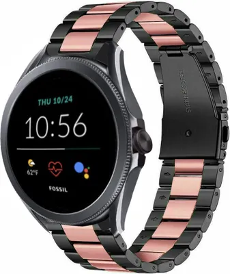 Produktbild von Strap-it Stahlarmband - Kompatibel mit Fossil Gen 5Armband 44mm Fossil uhrenarmband Fossil ersatzarmband Edelstahl für Smartwatch 22mm Armband Schwarz22mm