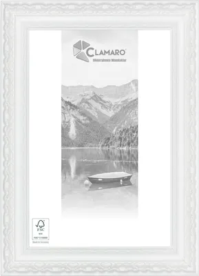 Produktbild von Bilderrahmen 'OTTO' CLAMARO Antik Massivholz | Weiss Matt | Shabby Chic Vintage Barock | Holzrahmen inkl. Acrylglas, Rückwand, Aufhänger (Querformat & Hochformat), Größe:140x100