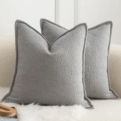 Imagen del producto de Juego de 2 fundas de cojín decorativas en gris claro, de 50x50 cm