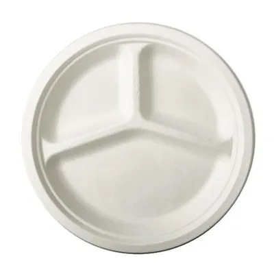 Zdjęcie produktu dla Papstar jednorazowe talerze menu z trzciny cukrowej okrągłe białe 26 cm 50 szt
