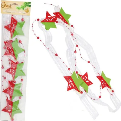 Produktbild von Weihnachtssternförmige Filzgirlande 110 cm - Grün und Rot