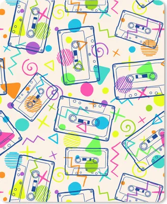 Produktbild von MuchoWow® Mauspad Mousepad Muster - Retro - Kassette - 1980er Jahre 30x40 cm - Mousepads - Maus Mat - Pad - Mausunterlage - Mausmatten