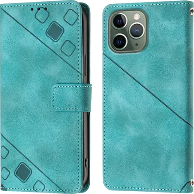 Produktbild von Hülle für iPhone 11 Pro Prägung Flip Leder Brieftasche Schutzhülle mit Ständer Grün