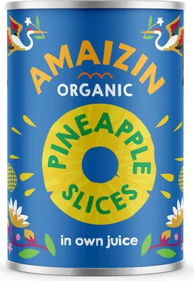 ANANAS PLASTRY W SOKU WŁASNYM BIO 400 g (225 g) - AMAIZIN