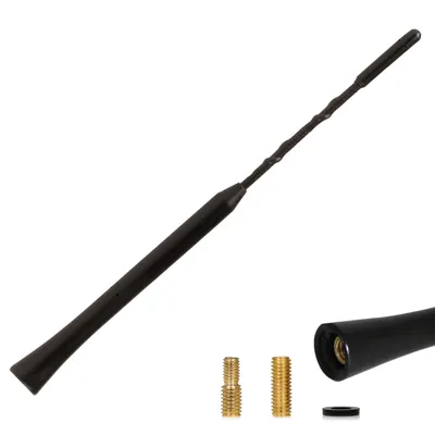 Produktbild von alca® Dachantenne Spiral 23 cm universal Radio AM FM DAB+ schwarz + M5 M6 Adapter-Set Auto Antenne Fiberglas Autoantenne Ersatzantenne kurz