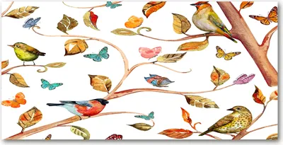 Produktbild von Tulup® Glas-Bild - 100x50 -Wandkunst - Wandbild hinter gehärtetem Sicherheitsglas  - Tiere - Vögel Schmetterlinge - Mehrfarbig
