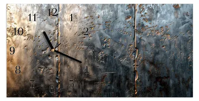 Produktbild von Wanduhr aus Glas mit Motiv Metalltextur- 60 x 30 cm - inkl. Aufhängesystem