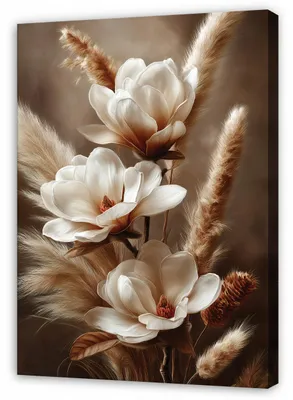 Produktbild von Leinwandbild Blumen Pampasgras Boho - 70x100 cm - Wandbilder Wohnzimmer Schlafzimmer - Leinwand Leinwandbild Beige - SPP16500O1