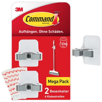 Produktbild von Command™ Besenhalter Wand selbstklebend, Besenhalterung, 2 Haken
