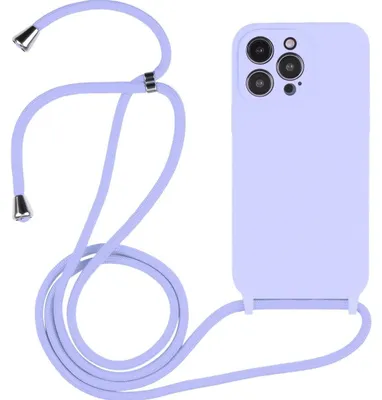 Produktbild von Mobigear Handylanyard für iPhone 14 Pro, Silikon-Handykette – Lila