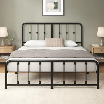 Metallbett 140x190 cm mit Lattenrost, schwarz, 35 cm Stauraum