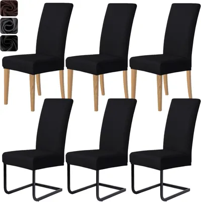 Produktbild von Stuhlhussen 6er Set, Stretch, Jacquard, schwarz, für Esszimmer