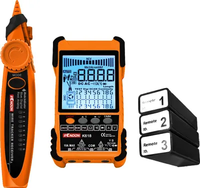 Obrázek produktu pro K-Knoon K618 500 m Ruční přenosný kabelový tester s LCD displejem Analogový digitální vyhledávač Poe Test Párování ID Citlivost Nastavitelná délka sítě Měření zkratu Rozpojení Tracker Multifunkční 3 příslušenství