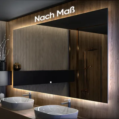 Produktbild von Badspiegel 180x80 cm - Horizontal mit LED Beleuchtung - LED Farbe Kaltweiß 7000K - T100 - Touch Schalter - Individuell Nach Maß - Beleuchtet Wandspiegel Lichtspiegel Badezimmerspiegel