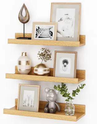 Zdjęcie produktu dla Zestaw 3 półek wiszących, dąb, 40 cm, półki drewniane, MDF