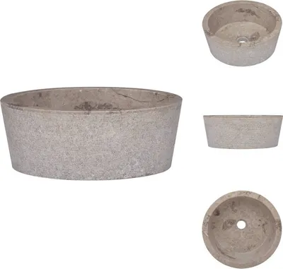 Immagine prodotto di vidaXL Lavabo grigio Ø40x15 cm in marmo - Lavabo da bagno