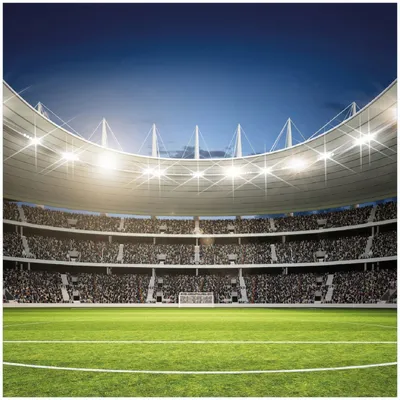 Produktbild von Wallario Premium Glasbild, freischwebende Optik, kräftige Farben, Größe 30 x 30 cm Motiv Fußballstadion Mittellinie
