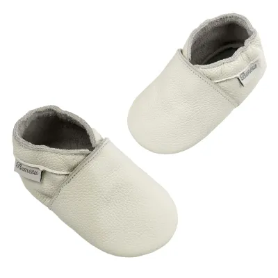 Produktbild von Bemesu Leder Krabbelschuhe Jungen Mädchen Babyhausschuhe Weiß 18/19EU