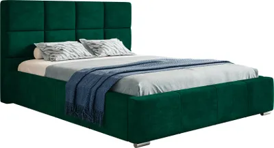 Produktbild von Polsterbett 200x200 Latis mit Bettkasten, Metall Lattenrost - Hersteller, Schlafzimmer, Doppelbett, Samtstoff Grün