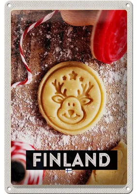 Produktbild von Blechschild Reise 20x30cm Finnland Hirsch Plätzchen Weihnachten