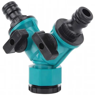 Produktbild von T-Stück-Verteiler-Reduzierstück 2-Wege 1/2" 3/4" Gartenschlauchventile