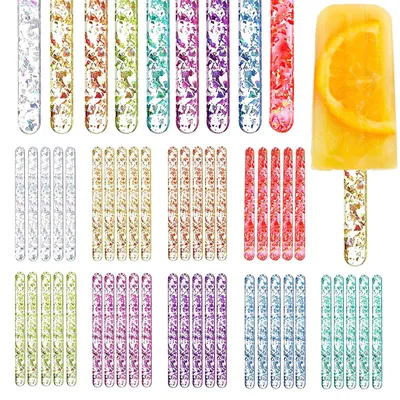 45 Acryl-Eisstiele, 10 Farben, wiederverwendbar, 11,5 cm