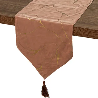 Tafelloper aus Polyester, braun-gold, 30x1x180 cm