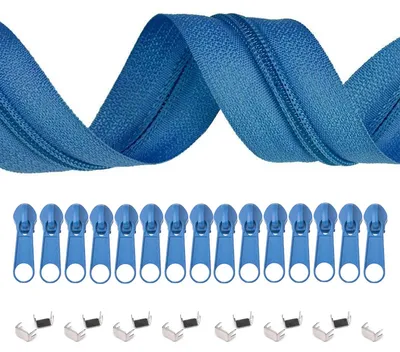 Produktbild von 6m Endlos-Reißverschluss 5mm mit 15 Zippern und 15 Endstücke freie Farbwahl, Farbe:310 himmelblau
