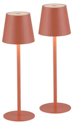 Produktbild von JUST LIGHT LED Tischlampe Akku 2er Set Up & Down Lichtaustritt, USB, Dimmbar Touchdimmer lachsrot Indoor, Outdoor