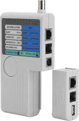 Zdjęcie produktu dla Tester kabli sieciowych 4 w 1: RJ45, RJ11, USB, BNC z wyświetlaczem LED