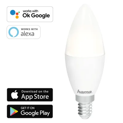 Produktbild von Hama 00176559, Intelligentes Leuchtmittel, WLAN, Weiß, Integrierte LED, E14, Tageslicht, Warmweiß