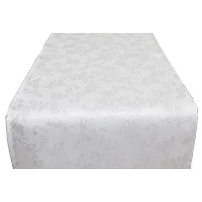 Produktbild von Festlicher Tischläufer Weiss Silber ca 140 x 40 cm Tischband