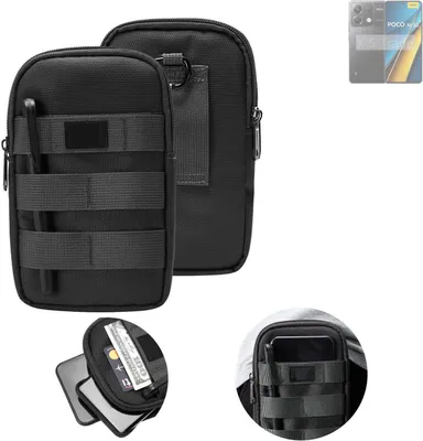 Produktbild von K-S-Trade Holster Gürtel Tasche kompatibel mit Xiaomi POCO X6 5G Handy Tasche Schutz Hülle dunkel-grau viele Fächer, 1x