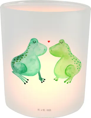 Produktbild von Mr. & Mrs. Panda Glas Windlicht Frosch Liebe - Transparent - Geschenk, Frösche, Teelichthalter, Hochzeitstag, Freundin, Partner, Outdoor, aus