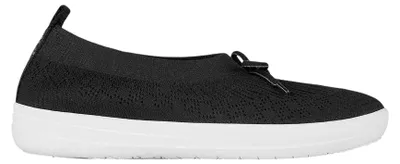 Productafbeelding van FitFlop - "Uberknit" ballerina's met strik voor dames, model HD348 (maat 36 EU), kleur zwart
