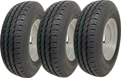 Immagine prodotto di 145R10 Ruota per rimorchio, pneumatico 10" 500kgs 84/82N 4 perni 4 pollici PCD E-Mark (Set di 3)