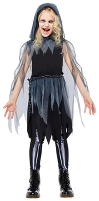 Grim Reaper Kostüm für Mädchen, 6-8 Jahre, mit Umhang & Leggings