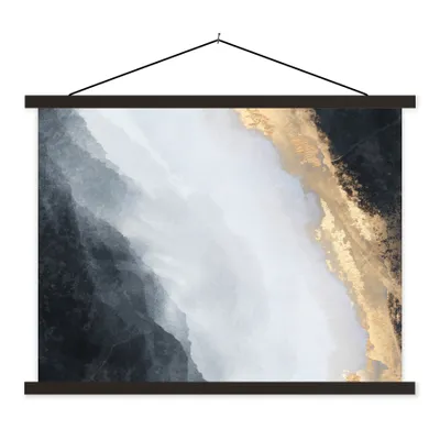 Produktbild von MuchoWow® Textilposter Abstrakt - Farbe - Gold - Schwarz - Marmor 40x30 cm mit schwarzem Rahmen - Dekorationen