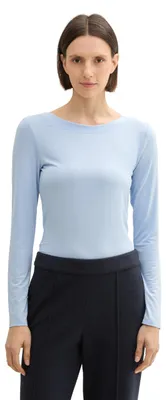 Produktbild von TOM TAILOR Damen Basic Longsleeve mit U-Boot-Kragen, 11270 - Kentucky Blue, L