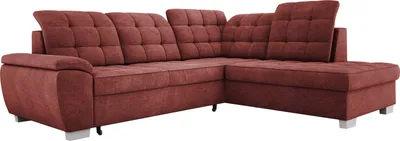 Produktbild von Geräumiges Ecksofa LOTTA In Pflegeleichtem Veloursstoff, Maße 258x212cm, Optimal Für Familien, Mit Praktischem Bettkasten Und Modernem Design Anordnung auf der Rechten Seite Farbe: BURGUDE