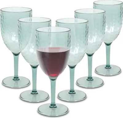 Obrázok produktu pre 1.06 Plastový kempingový pohár na víno - 350 ml - sada 6 kusov - pohár na pitie plastový zelený