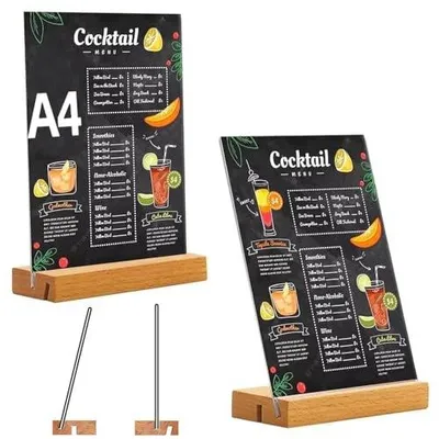 Zdjęcie produktu dla Stojak A4 akrylowy ekspozycja do kawiarni restauracji 2 sztuki