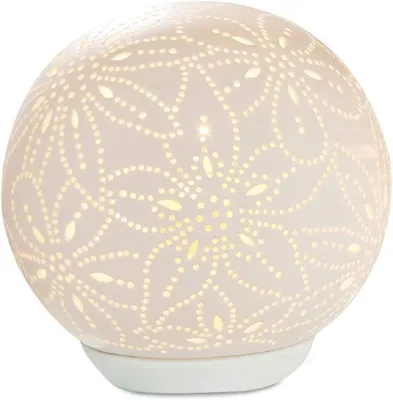 Zdjęcie produktu dla GILDE Tischleuchte, Blumendesign, Porzellan, weiß, , L. 15 cm, B. 15 cm, H. 13,5 cm 32829